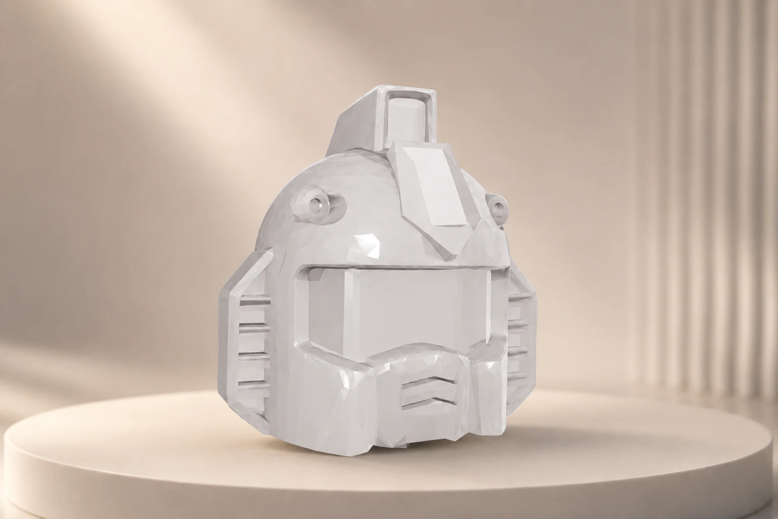 3D printable Gundam style robot head model preview