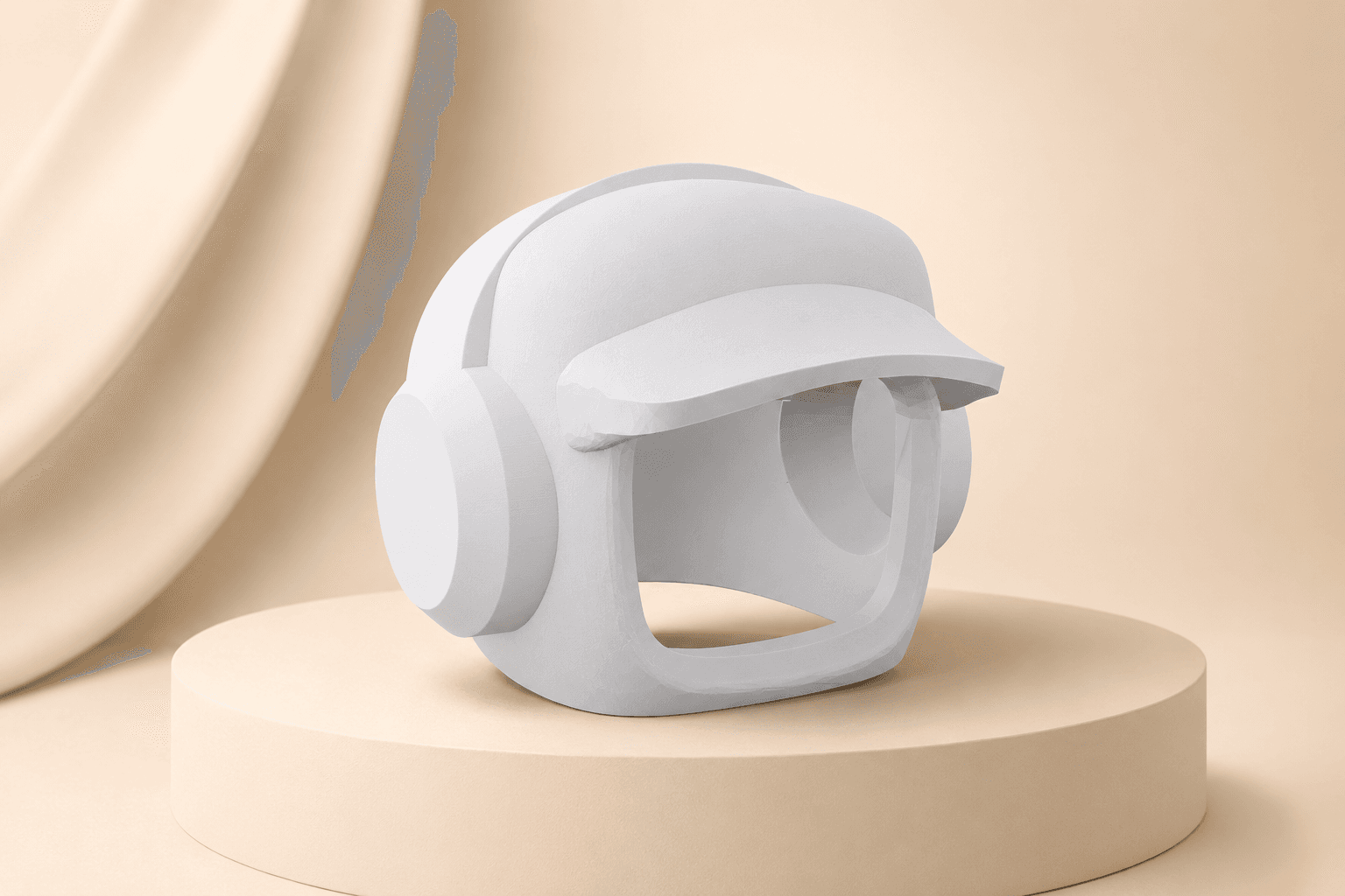 Mochi robot 3D head shell with helmet and headphone style side details