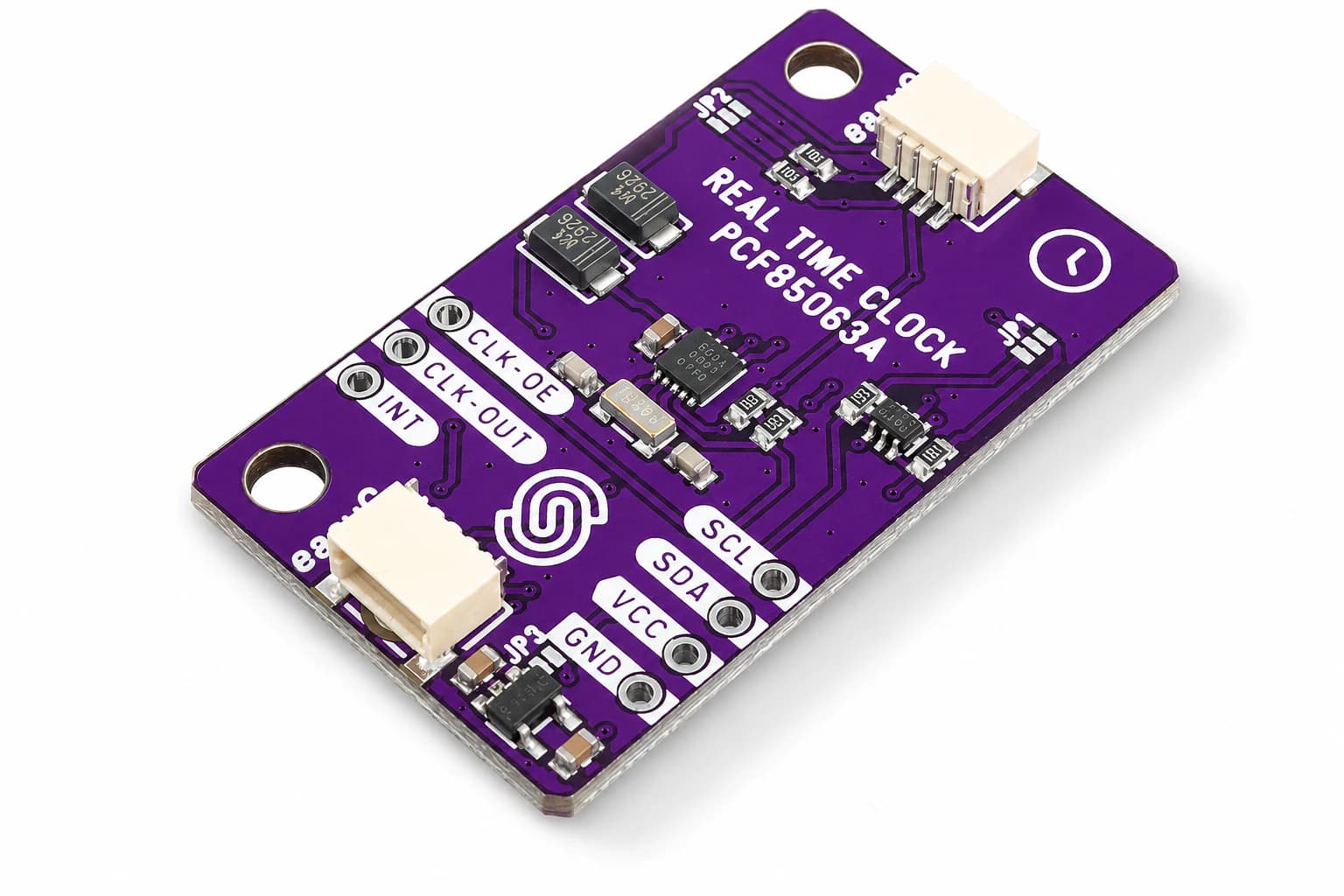 Open hardware PCF85063A real-time-clock board rendered from its published design files