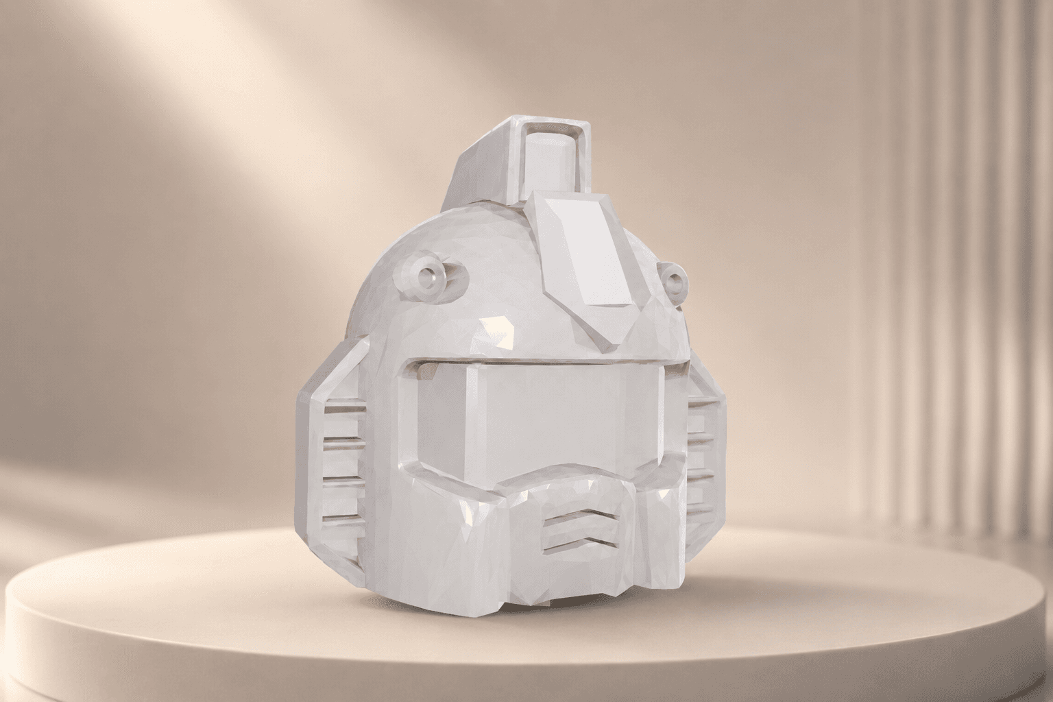 3D printable Gundam style robot head model preview